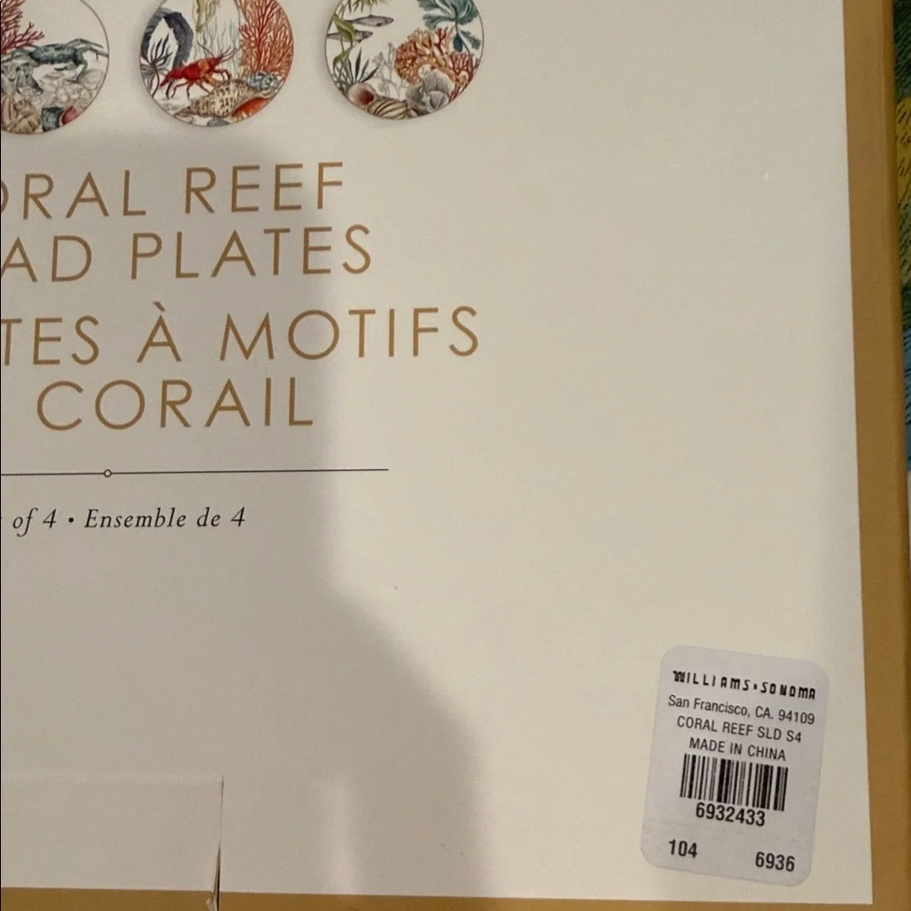 Williams Sonoma Coral Reef Themed Salad Plates New in the box Ocean beach